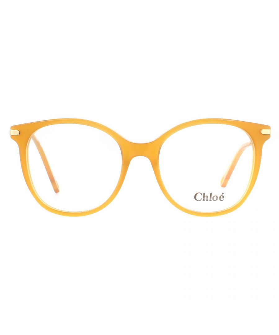 Chloe Glasses Frames CE2721 208 Caramel Women  are a simple and subtle cat eye style crafted from lightweight acetate and ultra thin metal temples with Chloe branding etched next to the hinges.
