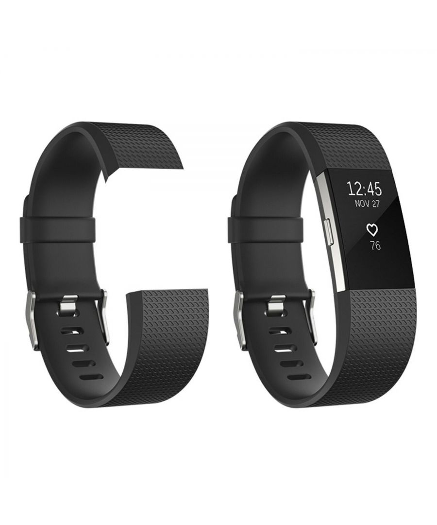 Aquarius Classic Plastic Replacement Strap Band Compatible Fitbit Charger-2 Black, Large   Luxurious Business style classic soft silicone band for Fitbit Charge 2 Advanced Fitness Tracker. It is a perfect companion mixed with fashion, nobility, elegance for Fitbit Charge 2 Special Edition. Comes with an adapter on both ends, super easy and direct installation and removal, locks onto Fitbit Charge 2 smartwatch interface precisely and securely. EASY INSTALLATION: Easy and direct installation and one button removal, no tool required. The band comes with Fitbit Charge 2 watch Lugs on both ends, which locks onto the watch interface precisely and securely. STRAP HOLDER: Easy to assemble and resize, holds your fit bit charge 2 wrist bands securely in place and a strap holder to secure the extra length. No worry about falling off your precious Fitbit. SWEAT & WATER RESISTANT: Fitbit charge 2 bands are made of high quality and soft elastomer, sweat resistant & water-resistant, prevents skin from irritation, soft, lightweight and durable, very comfortable to wear. COMFORTABLE & RESISTANT: The diamond-textured classic bracelet wristband/sport-armband for classic fit bit charge 2 is made of top quality elastomer TPU materials, no sensitive irritation to the skin of 99% people. Sweat-resistant & water-resistant & dust resistant, comfortable. MULTICOLORED CHOICE: Different colours for your choice, adapt according to your mood and your outfit in everyday life. You can also mix colours to wear for unique styles. There are four types of a different colour is available like Purple, Black, Royal Blue, Grey.   Product Specifications :  Brand: Aquarius Material: Plastic Available Colors: Purple, Black, Royal Blue, Grey Available Size: Large, Small   Large Size Dimensions : 12x3x5 cm Small Size Dimensions: 11x3x5 cm  Package Includes : 1x Aquarius Classic Fitbit Charge-2 Replacement Strap