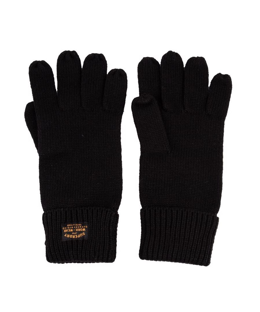 Keep The Cold Off Your Hands Whilst Looking Stylish And On-trend, With These Soft And Warm Superdry Radar Gloves. Featuring A One Size Fits All Knit Design In Black With A Signature Branding And A Turn Up Cuffs, Which Helps Keep You Feeling Warm On Those Long Walks Through Town And Countryside.