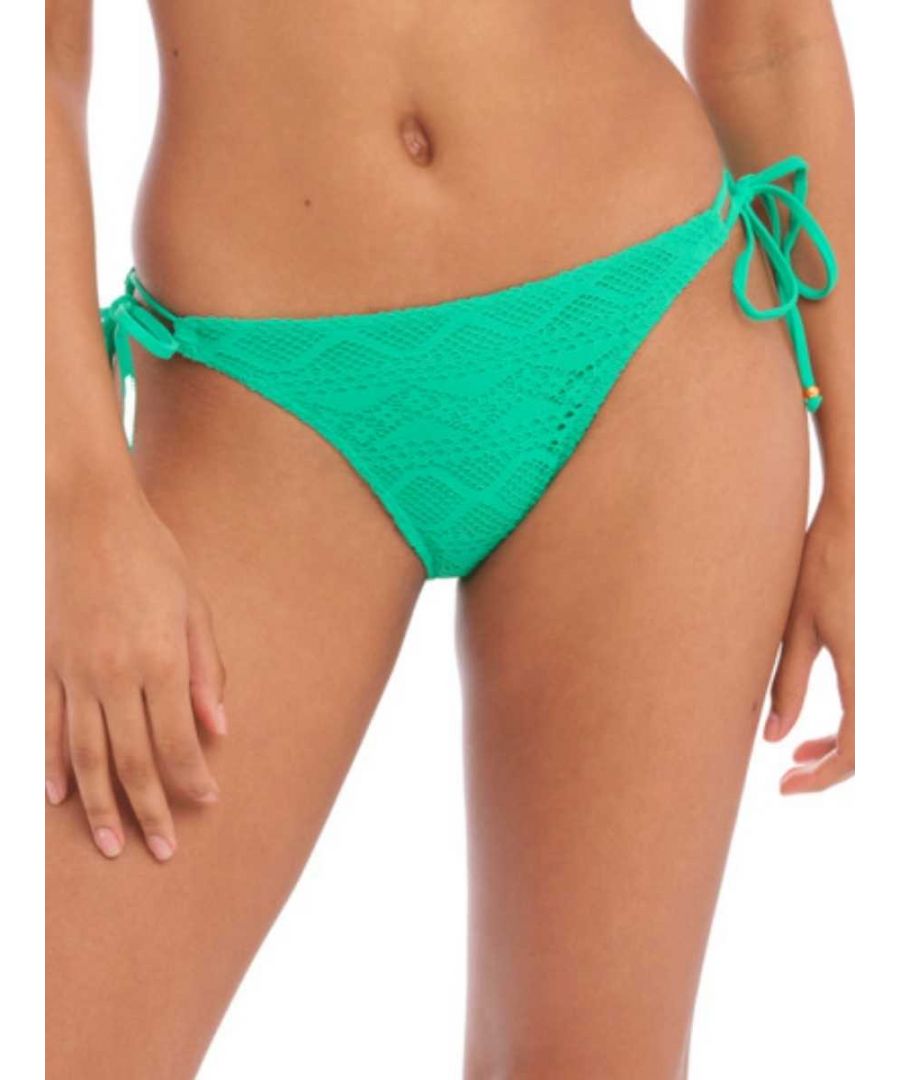 Freya Sundance Tie Side Bikini Brief. Low sitting with adjustable sides and medium coverage. This product is recommended as hand wash only.