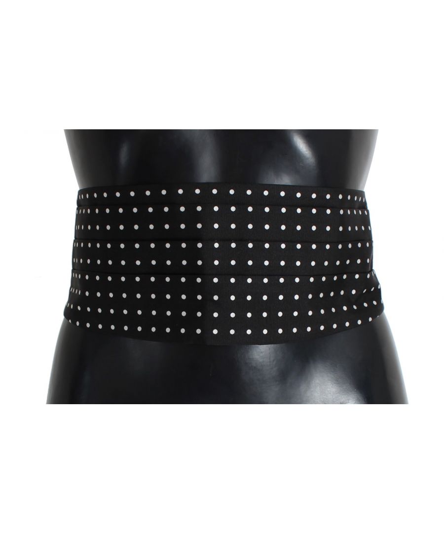 Image for Dolce & Gabbana Black Polka Dotted Waist Belt Silk Cummerbund