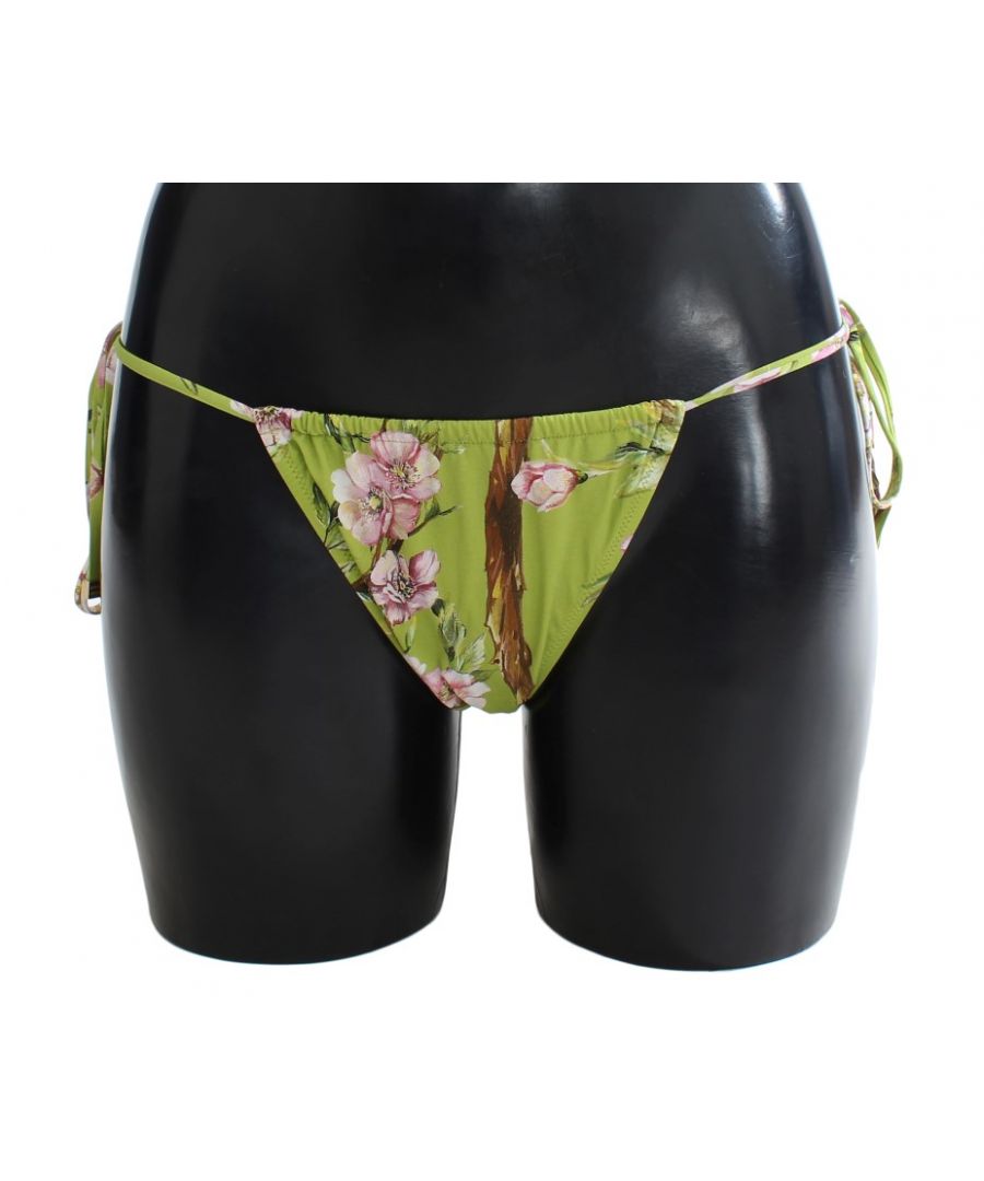 Dolce & Gabbana Womens Green Floral Bikini Bottom Swimwear Beachwear - Multicolour - Size Small