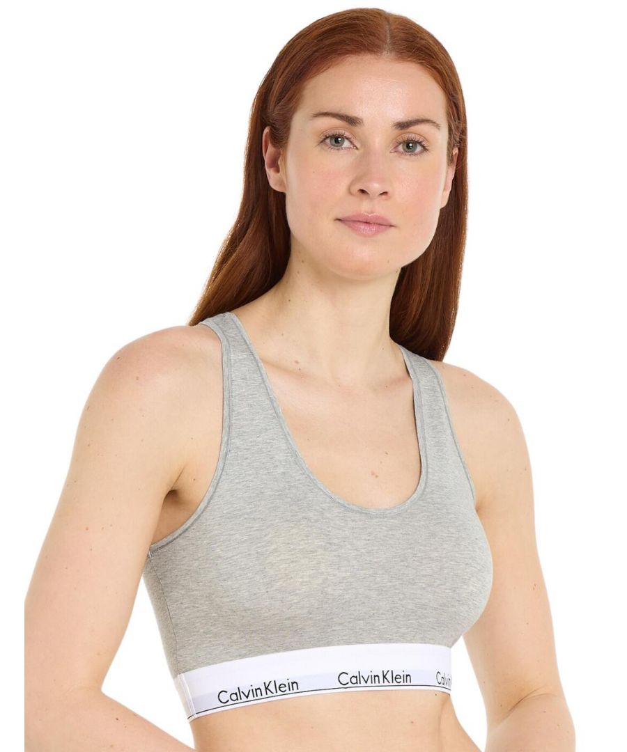 Calvin Klein Womens 000QF7214E Modern Cotton Bralette Bra - Grey - Size 10 UK