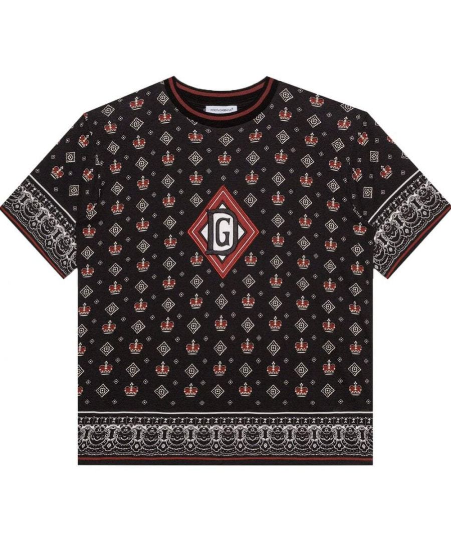 Image for Dolce & Gabbana Boys Patterned Cotton T-Shirt Black