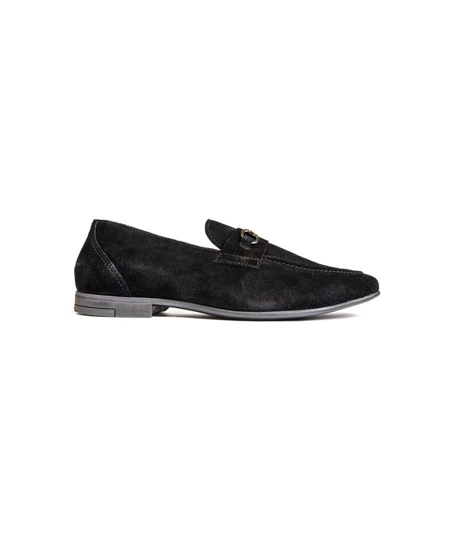 This Sleek Farell Shoe From Red Tape Is A Stylish Loafer In Black Suede. The Subtle Details And Metal Saddle Adornment Give This Simple Slip-on Pair A Touch Of Elegance, Whilst The Durable Synthetic Sole Adds Traction And Support. These Classic Men's Shoes Are Perfect For Any Occasion - Formal Or Informal - They'll Just Make Your Outfit Look Really Smart And Sleek.