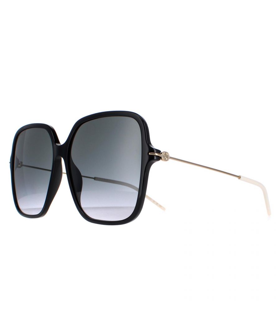 Gucci Square Womens Shiny Black and Gold Grey Gradient GG1267S - One Size