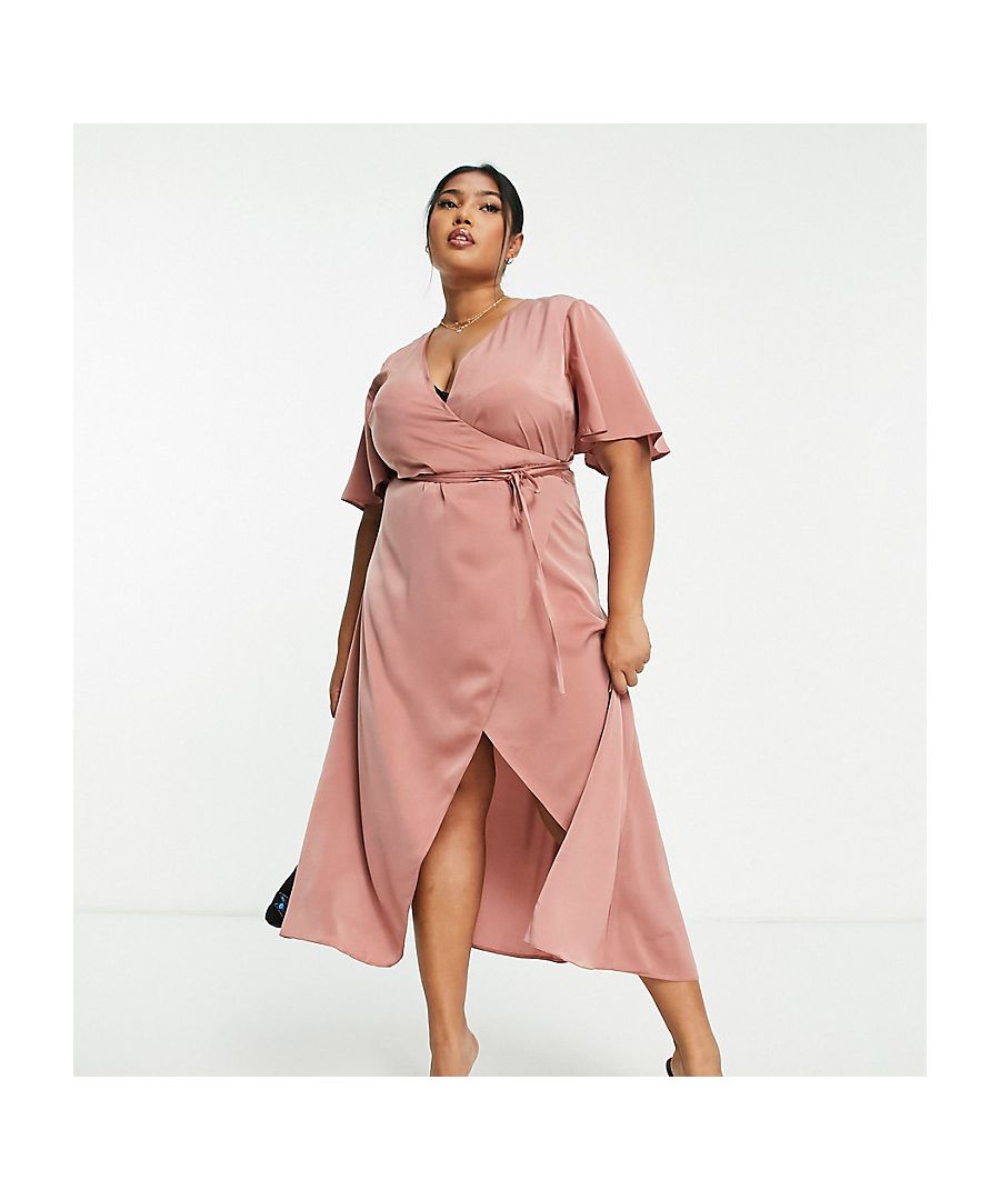Dresses by ASOS Curve All other dresses can go home Wrap front Flutter sleeves Tie waist Regular fit Sold by Asos