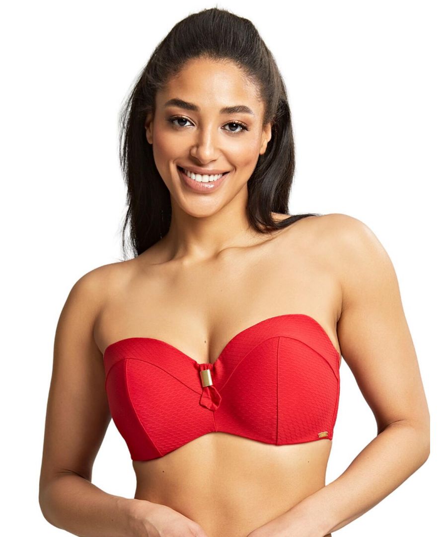 Panache Womens Marianna Bandeau Bikini Top - Red Polyamide - Size 34D