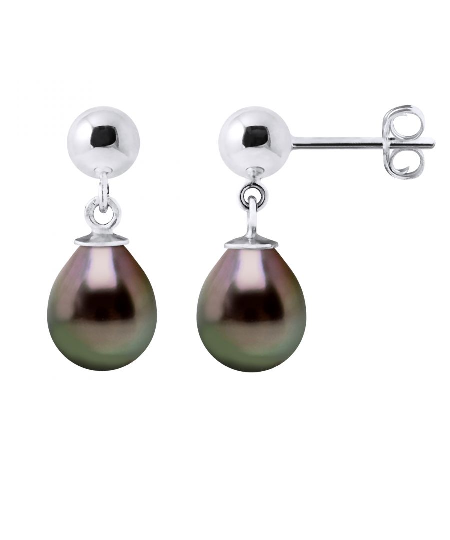 Boucles d'Oreilles Pendantes Perles de Tahiti Poires 8-9 mm Argent 925