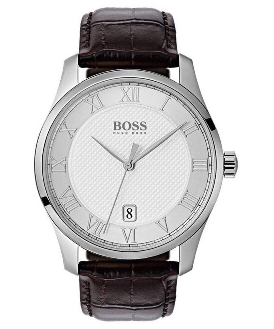 Dit Hugo Boss Mannen horloge beschikt over een Quartz binnenwerk. De kast (41 mm mm) is vervaardigd uit RVS (Zilverkleurig) en heeft een Mineraalglas. De band is Bruin Leer. Dit horloge uit de Master reeks is een mooi en tijdloos geschenk. Verras jezelf of iemand anders met dit cadeau. Bovendien geniet u hierbij van 2 jaar garantie tegen alle fabricagefouten.