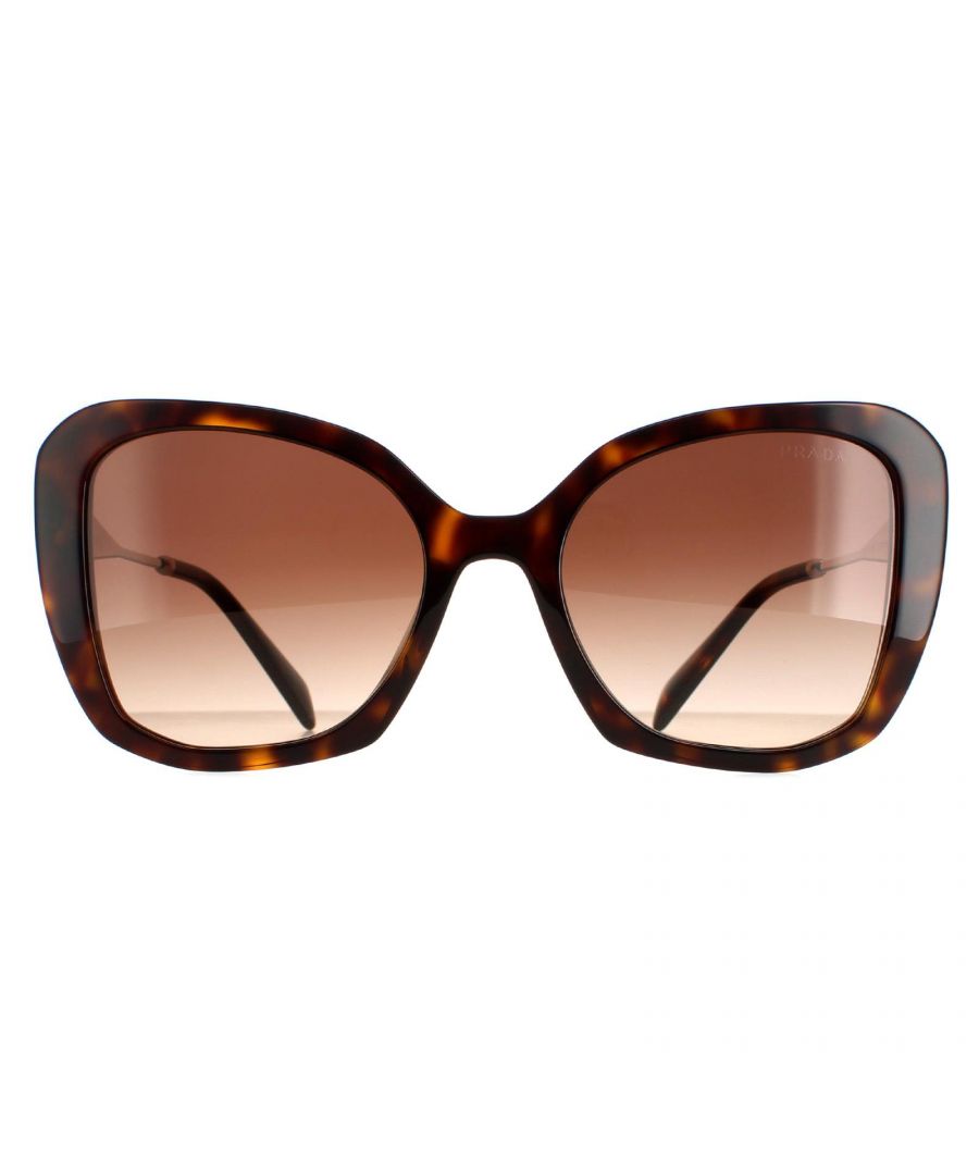 Prada Butterfly Womens Tortoise Brown Gradient PR03YS  PR03YS are a butterfly frame crafted from lightweight acetate. One piece nose pads and plastic temple tips ensure an all round comfortable fit. Metal temples feature an engraved Prada logo for authenticity.