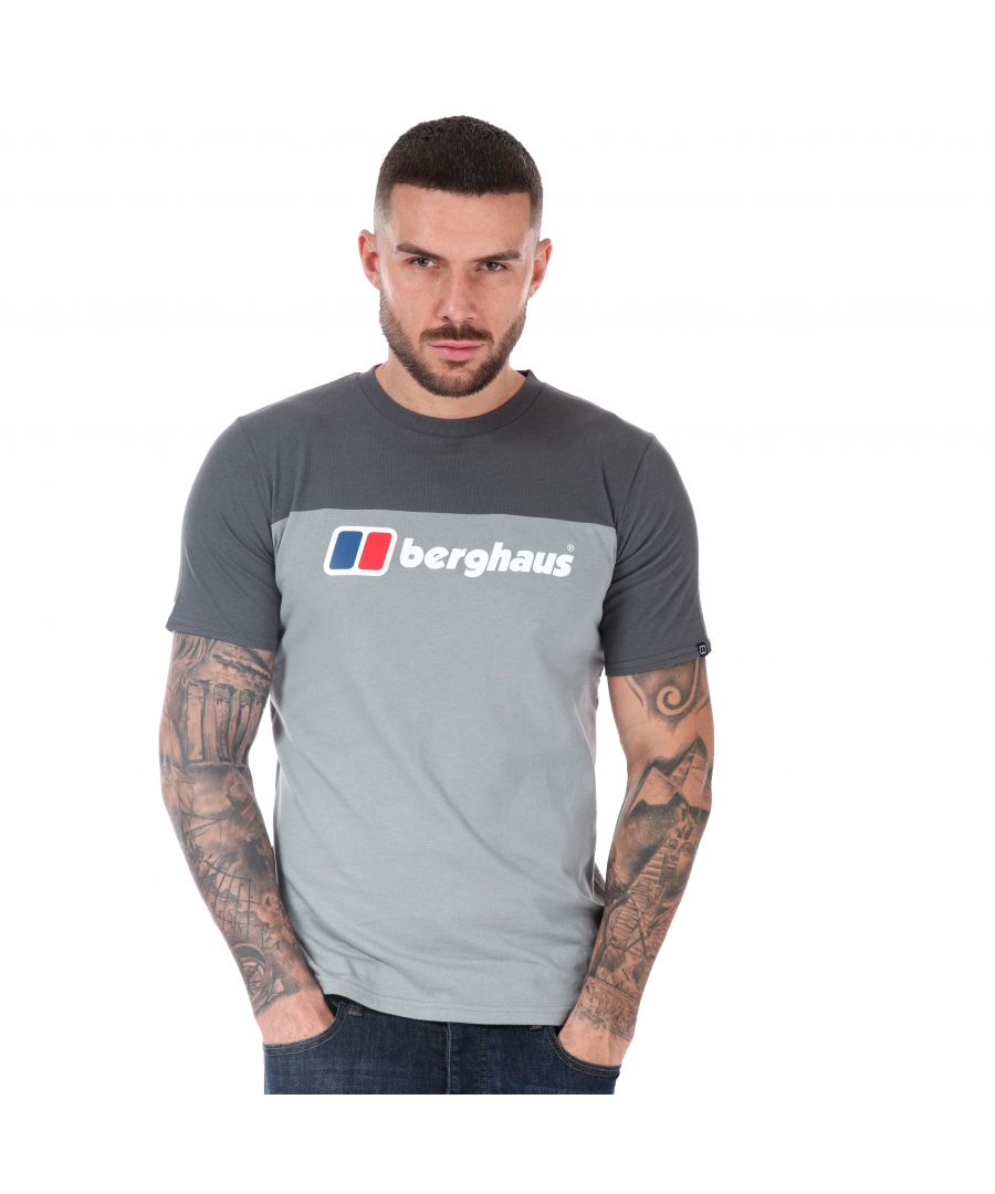 Mens Berghaus Colour Split T- Shirt in grey.- Crew neck.- Short sleeves.- Printed branding.- Straight hem.- 100% Cotton.- Ref: 4A001271CY1