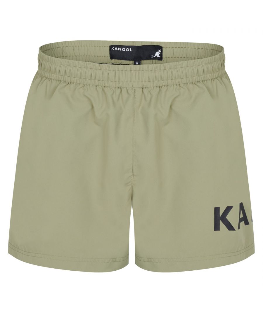 Kangol Logo Swim Shorts Mens - These Kangol Logo Swim Shorts are crafted with an elasticated waistband and drawstring adjustment for a secure fit. They feature two hand pockets for a classic look and are a lightweight construction. These shorts are designed with a signature logo and are complete with Kangol branding.
