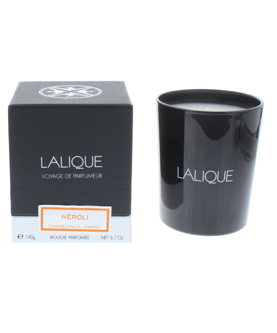 Lalique Parfums comes into the home with a luxurious collection of scented candles presented in a sleek black case.The Neroli scented candle is scented with a sunny blend of citrus - white flowers - amber and patchouli.