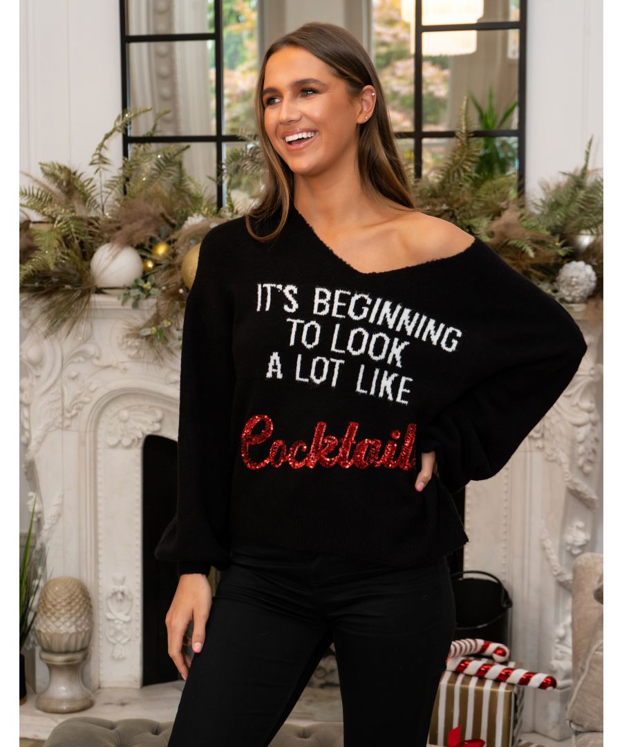 Get ready to be merry with this lightweight Christmas jumper from Threadbare. Made from soft fabric that is perfect for keeping cosy this season. The jumper features sequin script, V neckline and balloon style sleeves. Other festive styles available.