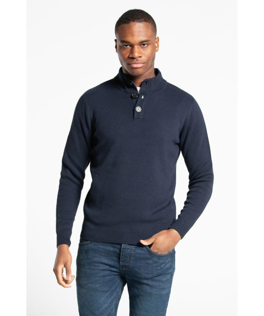 This jumper from Kensington Eastside is the perfect staple for your winter wardrobe. This jumper features a 1/4 button fastening funnel neck and ribbed elasticated, cuffs, and hem. This jumper is made from cotton blend fabrics, ensuring you are kept comfortable and warm.