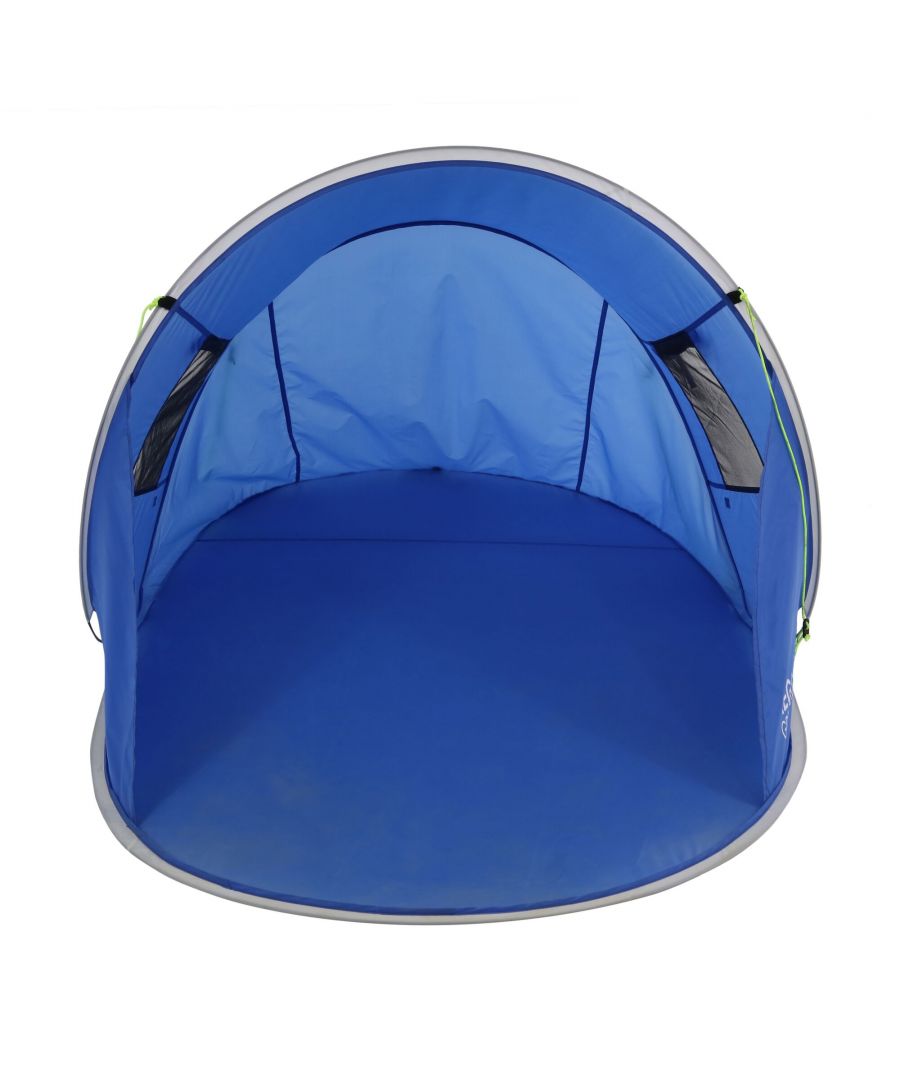 Material: Fibreglass, Polyester. Pop Up. Pockets: Sand Pockets. Bright Guy Lines. Fabric Technology: Fire Retardant, Waterproof. Fabric: Hydrafort. Contents: Storage Bag. Sun Rating: UPF 30.