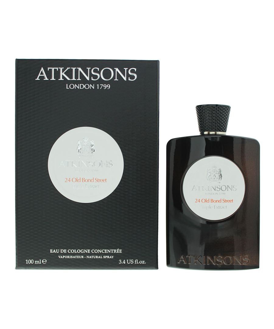 Atkinsons 24 Old Bond Street Eau De Cologne Concentree (also sold as Atkinsons 24 Old Bond Street Triple Extract) is a Woody Aromatic fragrance for men and women, which was created by  Christine Nagel and Violaine Collas, and launched in 2014 by Atkinsons to celebrate their 200 years of the house. The fragrance contains top notes of Juniper Berries and Cardamom; middle notes of Whiskey and Rose; and base notes of Black Tea, Ambergris, Musk and Cedar. The notes make for a unique take on a fresh scent, with the focus of the freshness being the Black Tea note, which gives it a classy and elegant vibe.