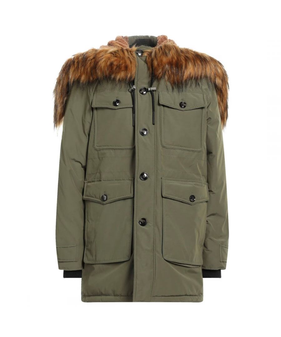 Dieselgroene winterjas met capuchon
