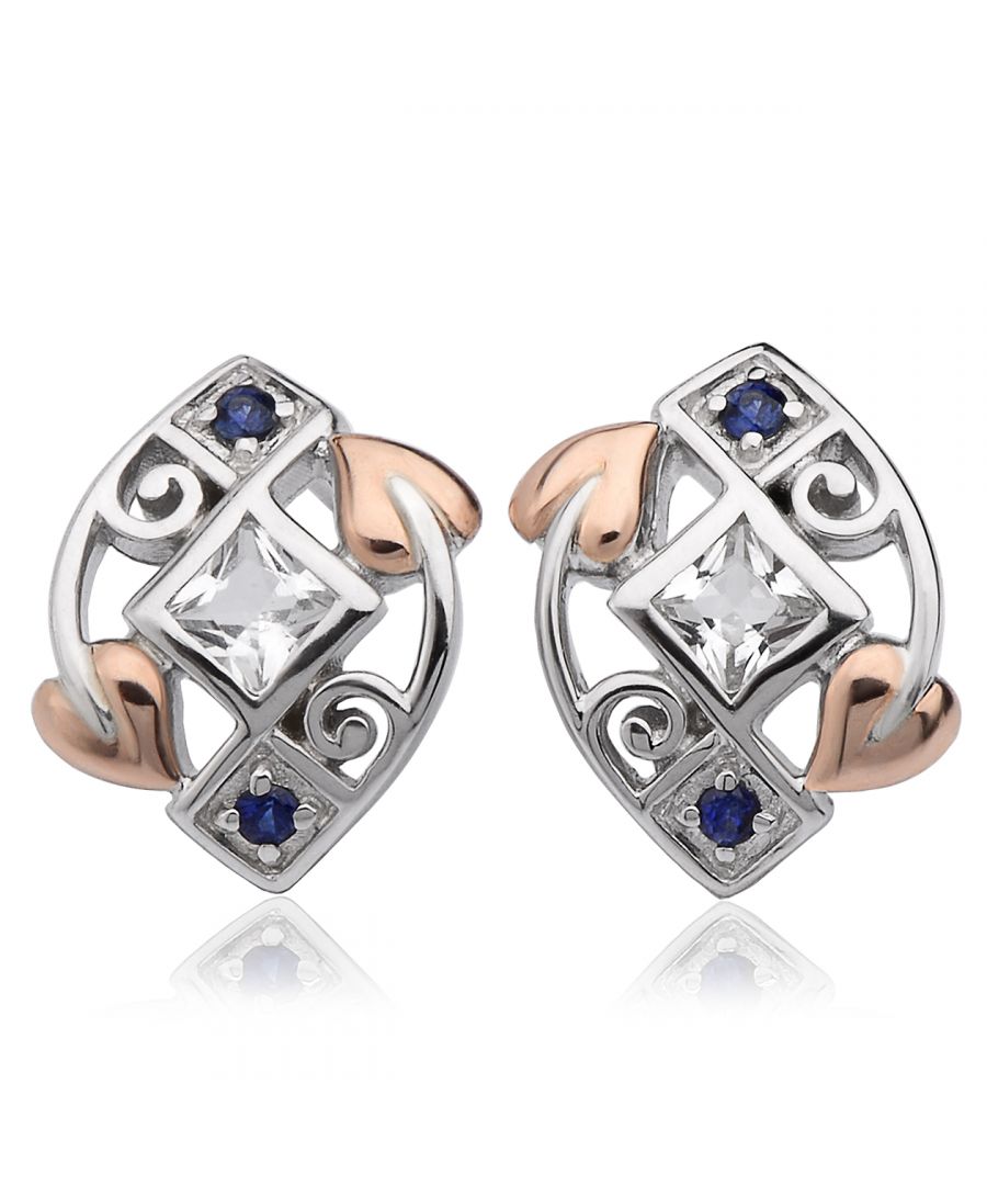 Image for Tree of Life Sapphire and Topaz Stud Earrings