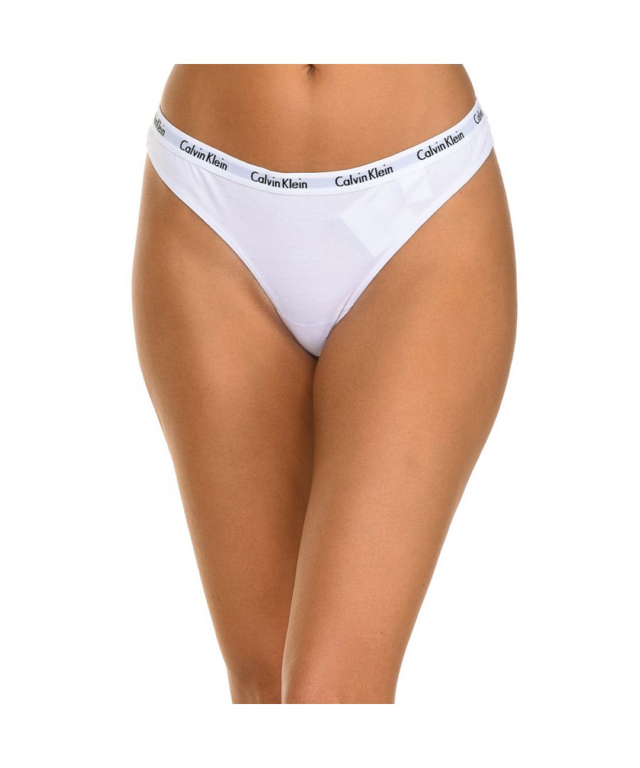 Calvin Klein Womens Pack 3 Thongs - White Cotton - Size Large