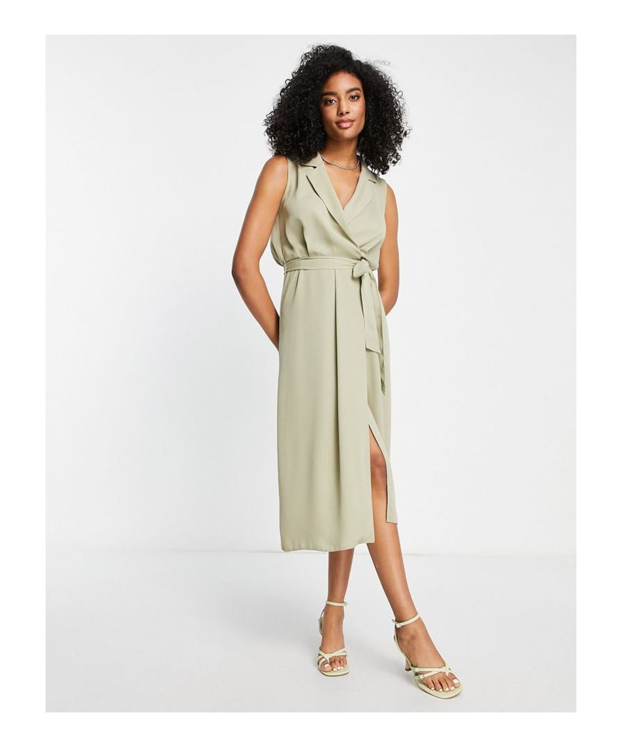 Midi dress by ASOS DESIGN Love at first scroll Notch lapels Wrap front Tie waist Regular fit  Sold By: Asos