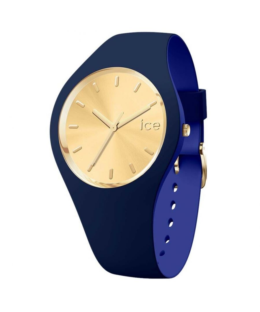 This Ice Watch Ice Duo Chic Analogue Watch for Women is the perfect timepiece to wear or to gift. It's Blue 40 mm Round case combined with the comfortable Blue Silicone will ensure you enjoy this stunning timepiece without any compromise. Operated by a high quality Quartz movement and water resistant to 10 bars, your watch will keep ticking. Classic and charming  watch perfect for every women who likes to be the centre of attention. High quality 21 cm length and 19 mm width Blue Silicone strap with a Buckle. Case diameter: 40 mm, case thickness: 9 mm, case colour: Blue and dial colour: Gold.