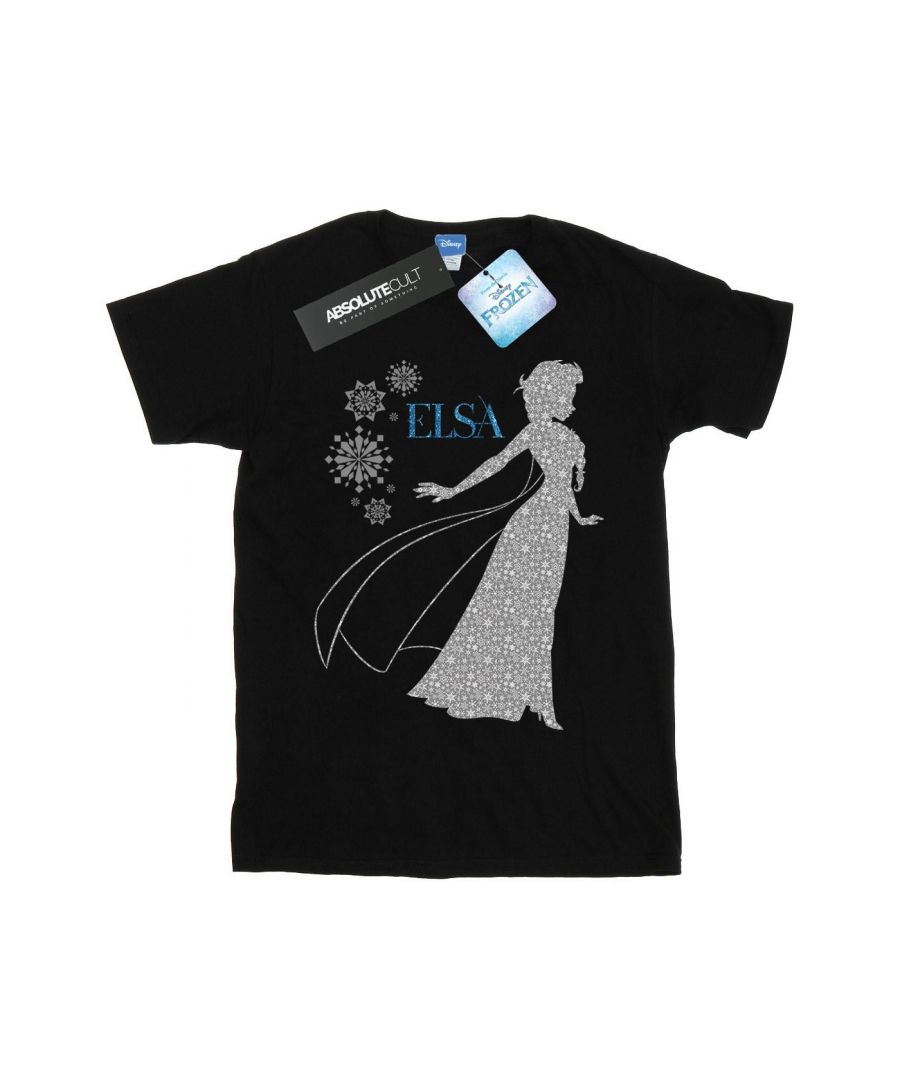 Disney Womens/Ladies Frozen Elsa Christmas Silhouette Cotton Boyfriend T-Shirt (Black) - Size X-Large