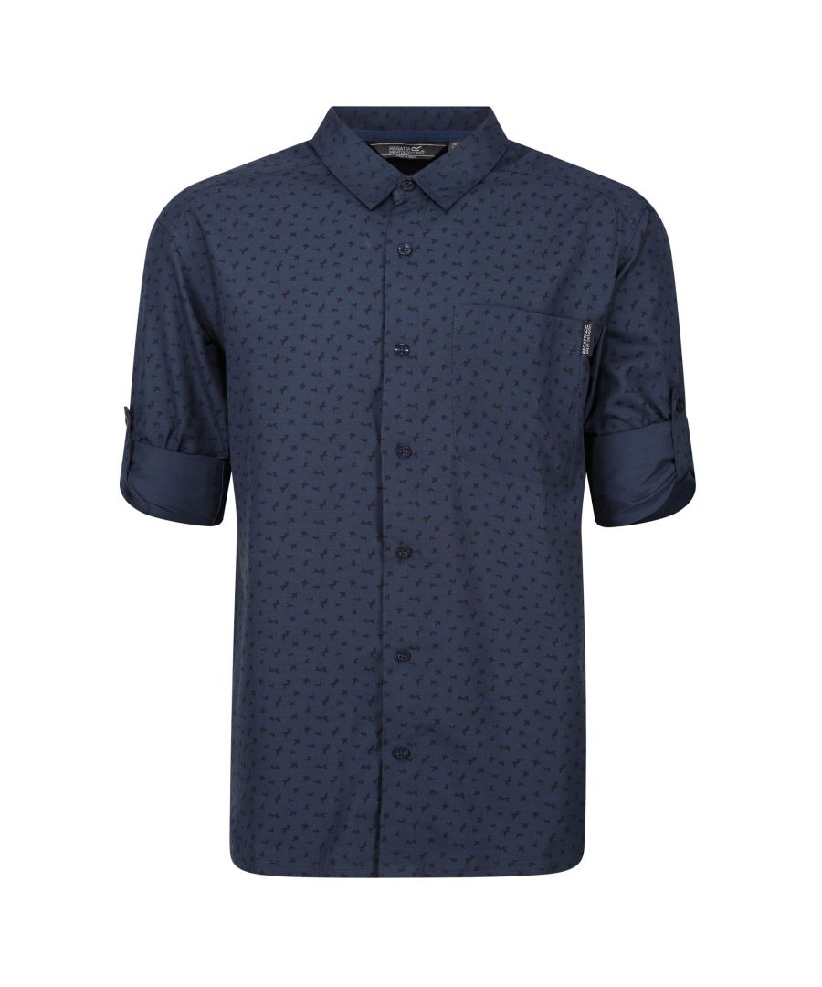 Regatta Mens Mindano V Floral Long-Sleeved Shirt (Blue Wing) - Size Medium