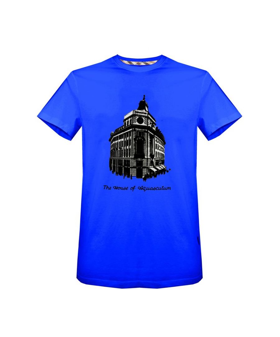 Aquascutum Mens The House of  T-Shirt in Bright Blue - Size Large