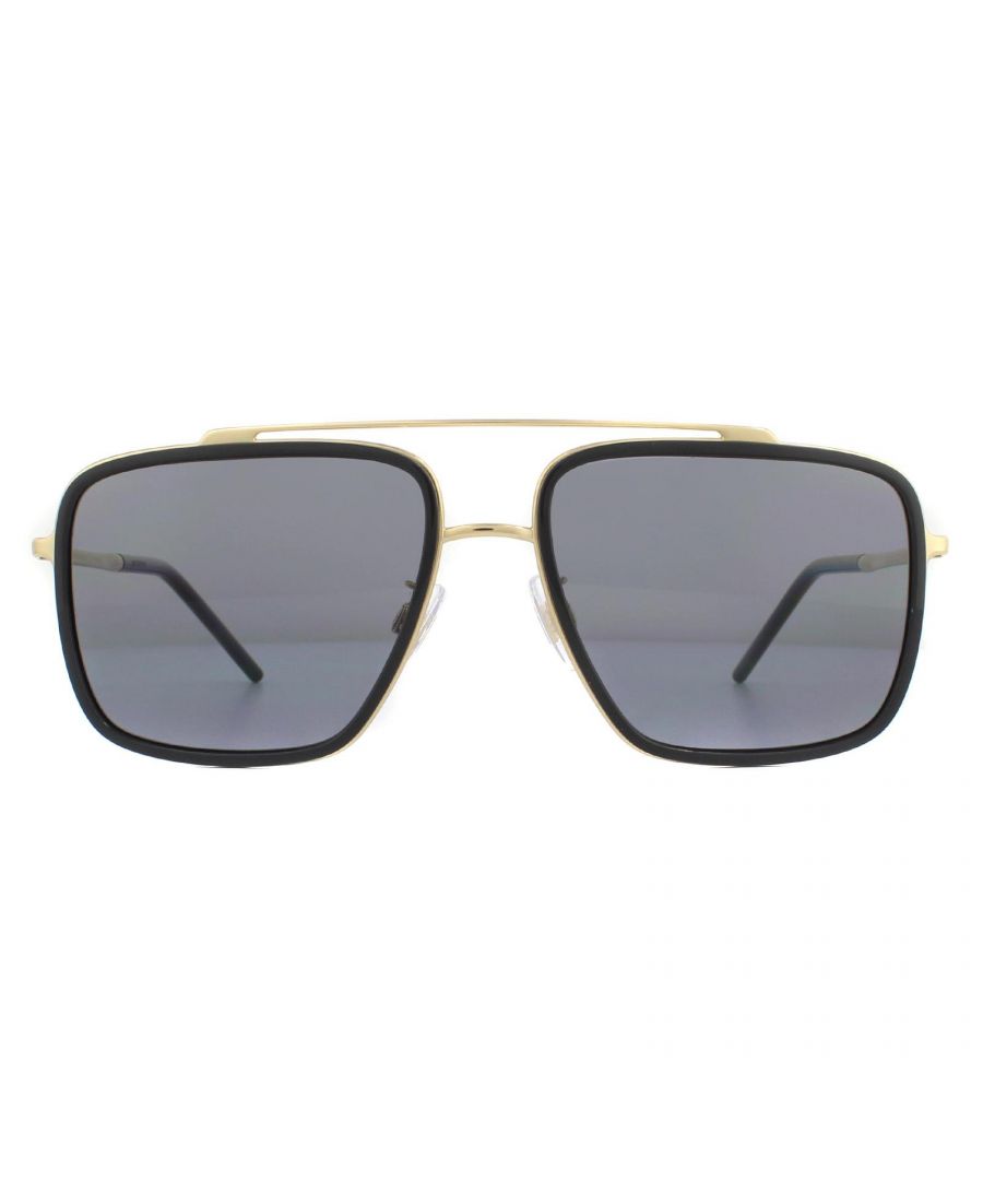 Dolce & Gabbana Mens Sunglasses DG2220 02/81 Gold and Black Brown Gradient Polarized Metal - One Size