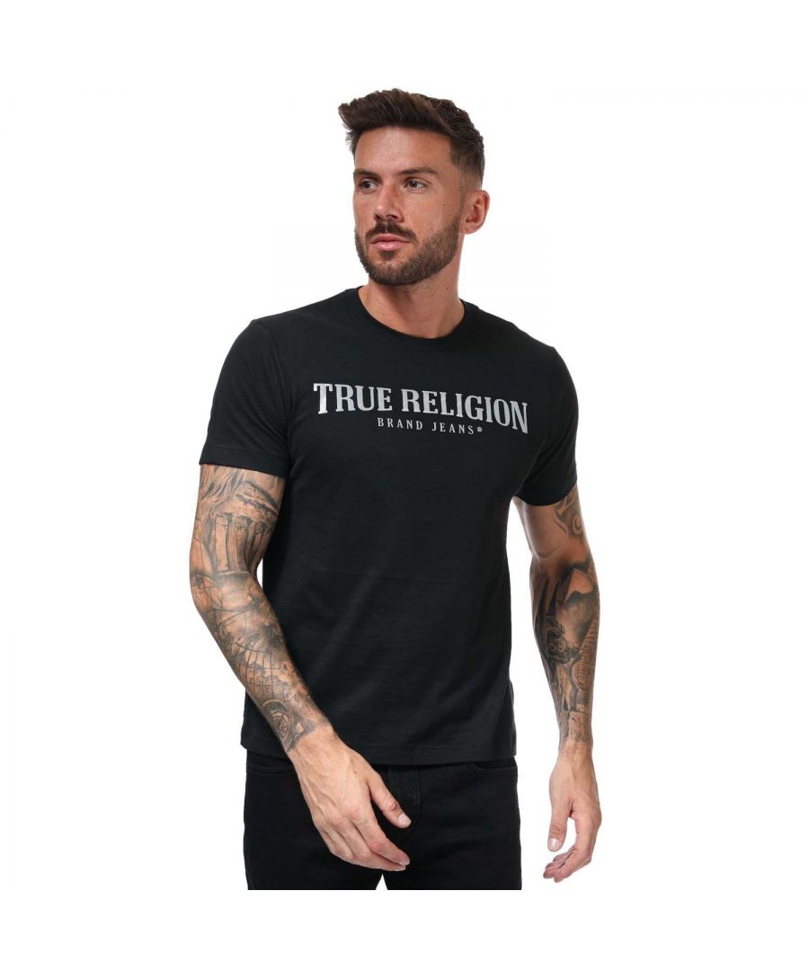 True Religion Arch T-shirt met logo voor heren, zwart