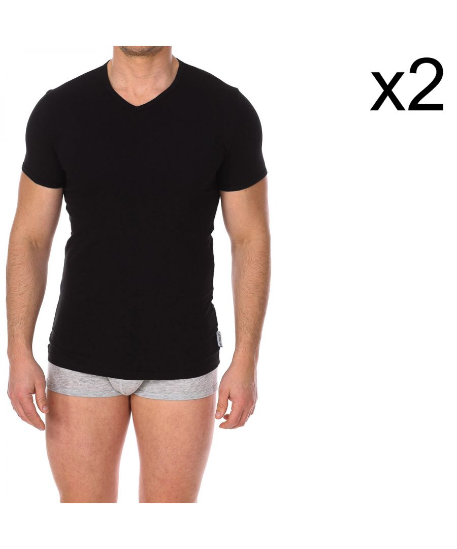 Bikkembergs Mens Pack-2 Essential short-sleeved T-shirts BKK1UTS02BI men - Black Cotton - Size Small