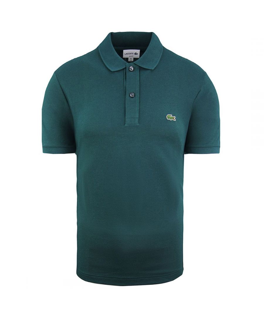 Lacoste Slim Fit Mens Teal Polo Shirt - Green Cotton - Size Small