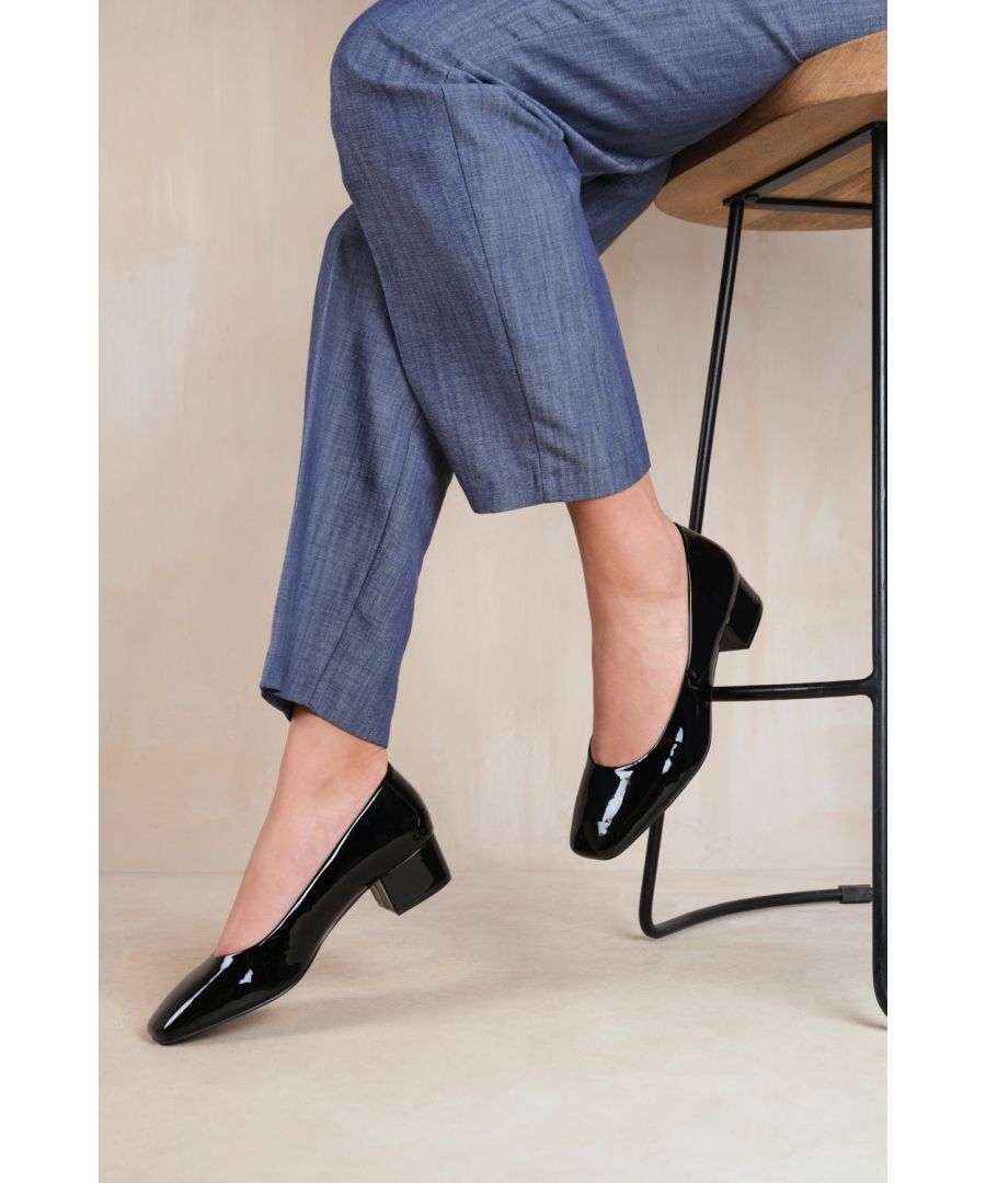 Where's That From Wheres Womens 'Seattle' Low Block Heel With Square Toe - Black - Size UK 8