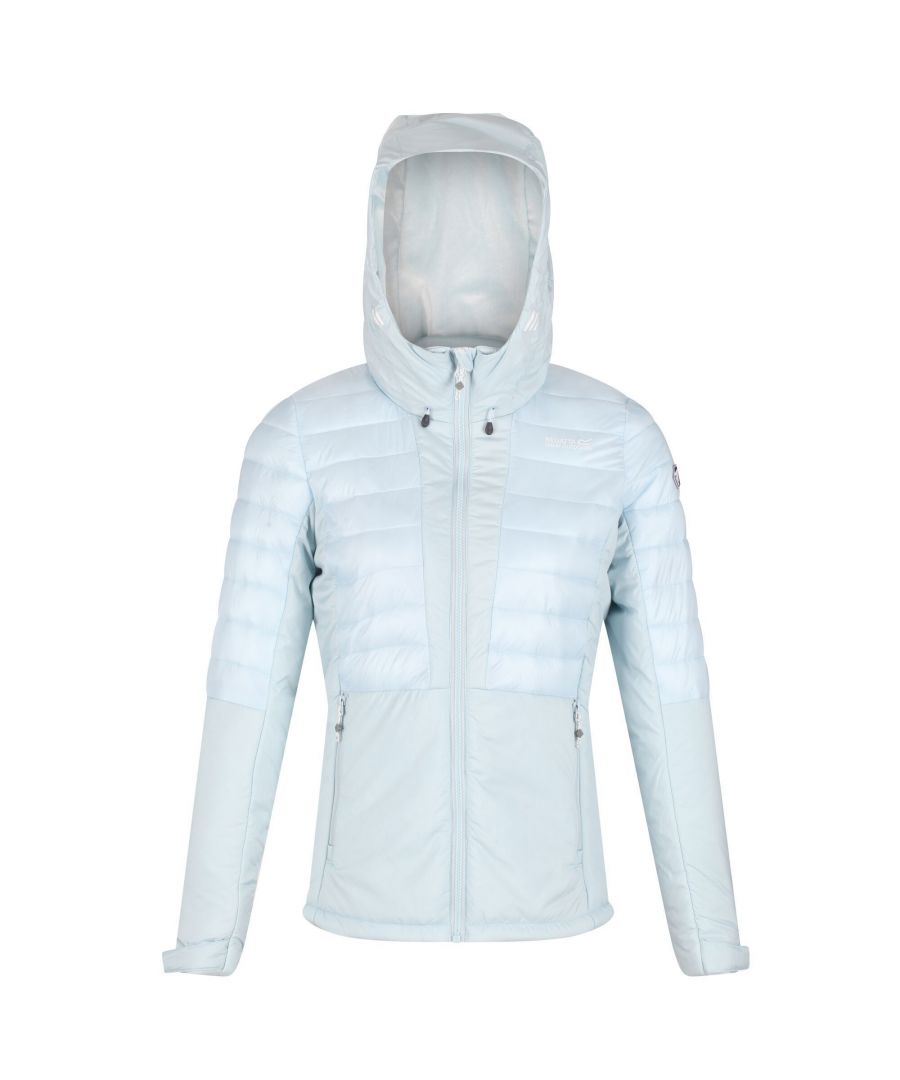 Material: 100% Polyester. Filling: Down, Feather-Free, Recycled. Design: Logo. Fabric Technology: DWR Finish, Lightweight, Warmloft. High Warmth, Insulated, Padded. Cuff: Adjustable Wrist Strap. Neckline: Hooded. Sleeve-Type: Long-Sleeved. Hood Features: Drawstring. Jacket/Coat Style: Quilted. Pockets: 2 Front Pockets, Zip. Fastening: Full Zip. Hem: Drawcord. Sustainability: Eco Friendly.