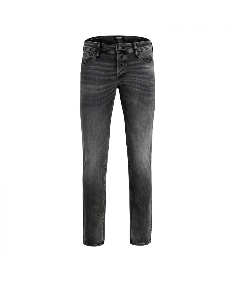 Jack&Jones Men's Jjitim Original Denim Jeans Low Rise & Slim Fit, Black\n\nSlim fit Tim: You want a slim fit that’s not too tight, not too loose. Slim in the thigh but with a straight leg to cover your boots and sneaks. No doubt, it’s Tim you need. Find your perfect size with our size guide.\n\nOriginal styling: Original is classic five-pocket detailing; timeless, uncomplicated and just like it’s been since the very beginning. That’s what makes it something you can always count on, like a good pair of jeans should be.\n\nFeatures:\nA slim fit that is not too tight, nor too loose\nThe details of the classic five-pocket style\nButton fly\n84% Cotton, 14% Polyester, 2% Elastane\n\nWashing Instruction:\nMachine wash at max 40°C under gentle wash programme\nDo not bleacha\nTumble dry on low heat settings\nIron on medium heat settings\nDo not dry clean\n\nPackage Includes: Jack&Jones Men's Jjitim Original Denim Jeans, Black, 34W/34L