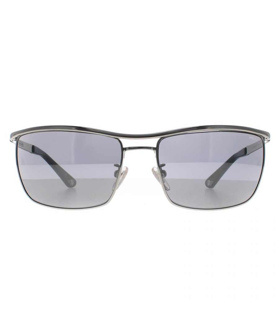 Police Aviator Mens Matte Palladium Smoke Mirror Silver SPLB44 Origins 38  Sunglasses feature a durable and lightweight frame made of high-quality metal. The modern aviator design, make them the perfect accessory for any outfit. Silicone nose pads and plastic temple tips ensure all day comfort. Whether you're headed to the beach, running errands, or simply enjoying a sunny day, these sunglasses are sure to become your go-to accessory.
