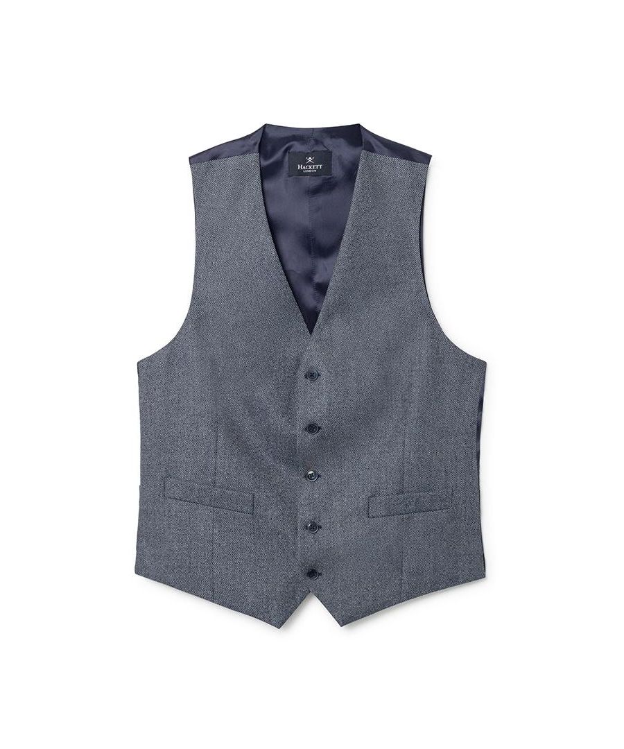 Image for Men's Hackett, Brushed Birdseye Waistcoat in Grey