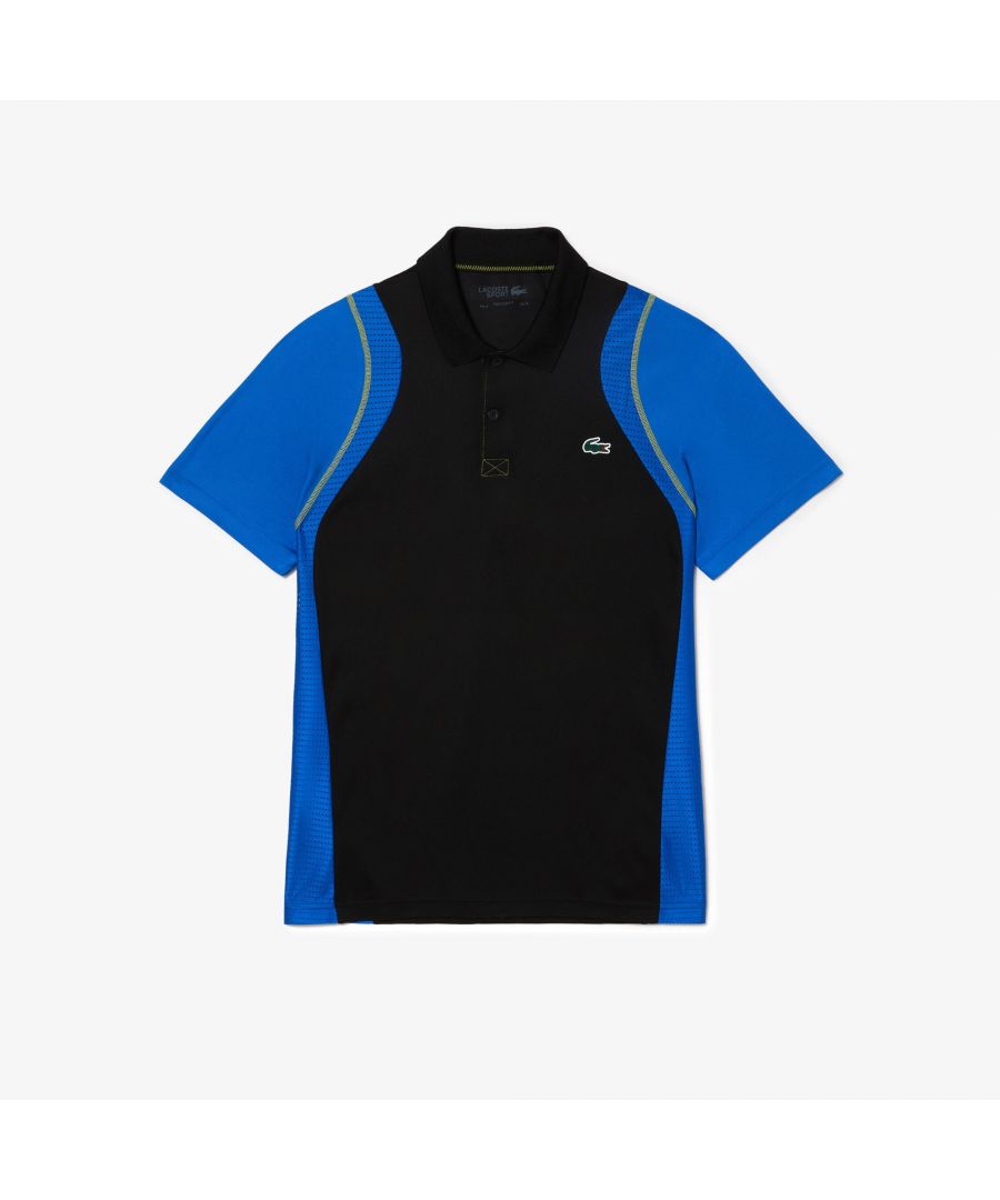 Lacoste Mens Tennis Recycled Polo Shirt in black blue Cotton - Size X-Large