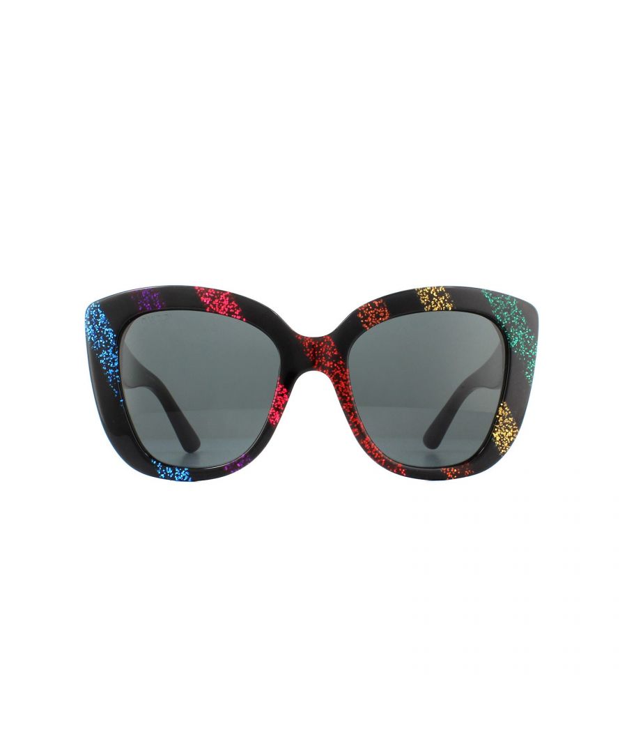 Image for Gucci Sunglasses GG0327S 003 Multicolour Black and Glitter Stripes Grey