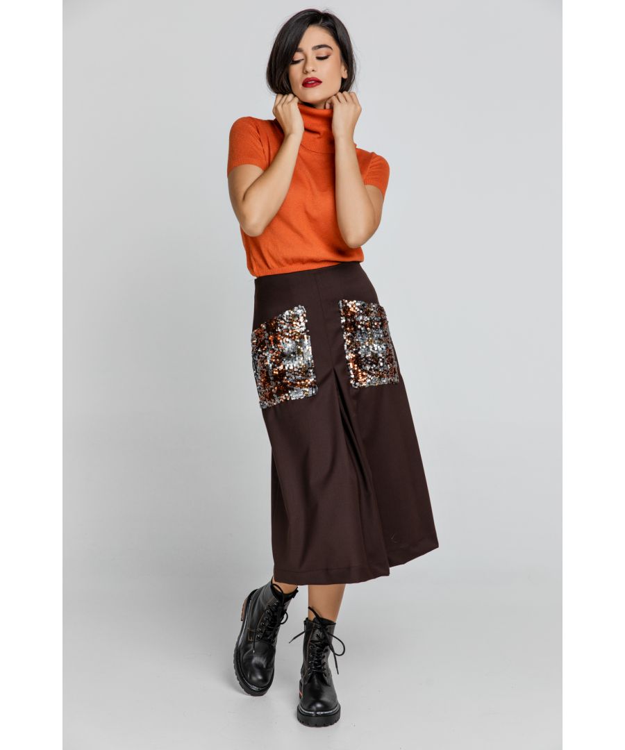 Image for Brown A Line Midi Skirt