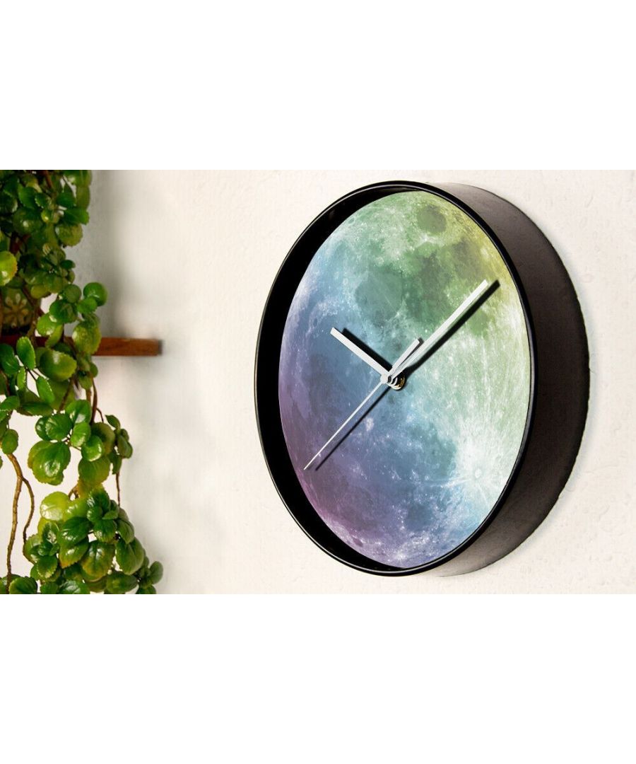 Image for Walplus 25cm Glow in Dark Colourful Moon Wall Clock, Bedroom, Living room, Modern, Home office essential, Gift