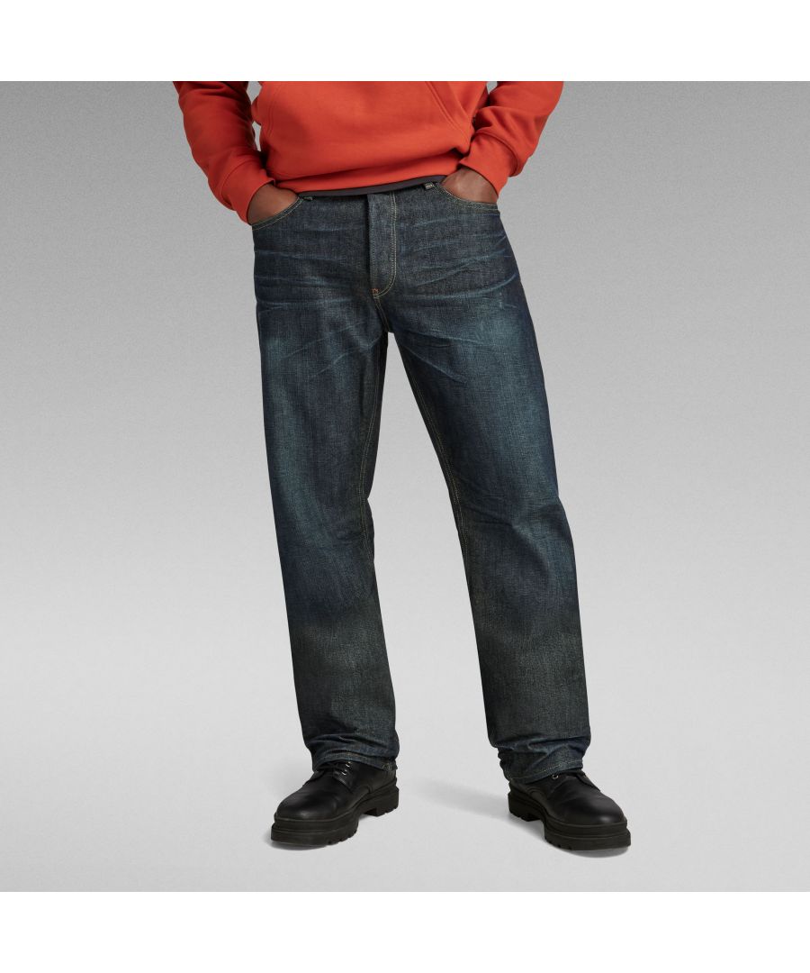 G Star Raw Mens G-Star RAW Dakota Regular Straight Jeans - Dark Blue Cotton - Size 33W/34L