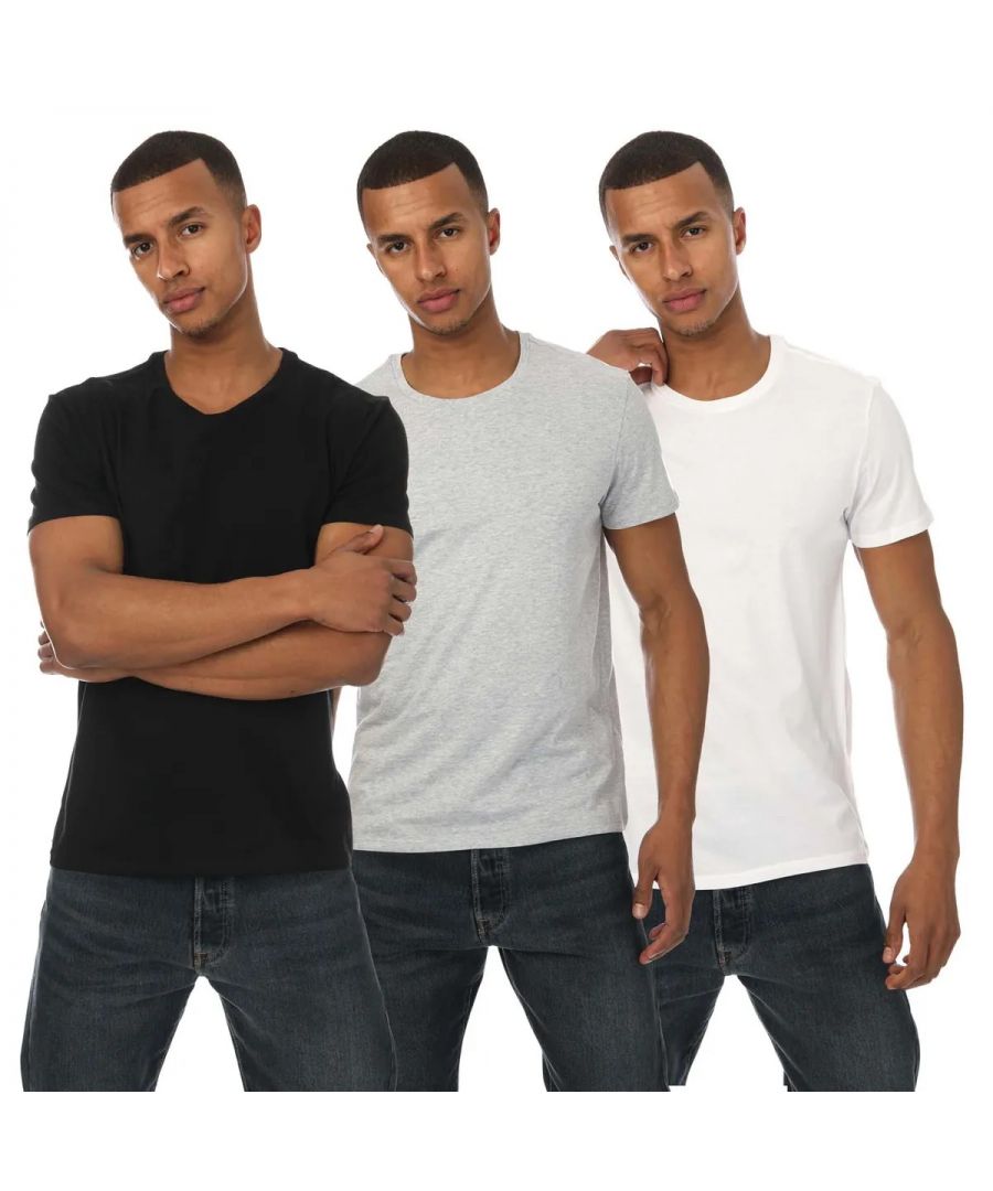 Mens Lacoste 3 Pack Crew Neck Plain Cotton T- Shirts in black  grey and white.- Round neck.- Short sleeves.- Crocodile tag at the bottom of the garment.- Slim fit.- 100% Cotton.- Ref: TH3451BXY