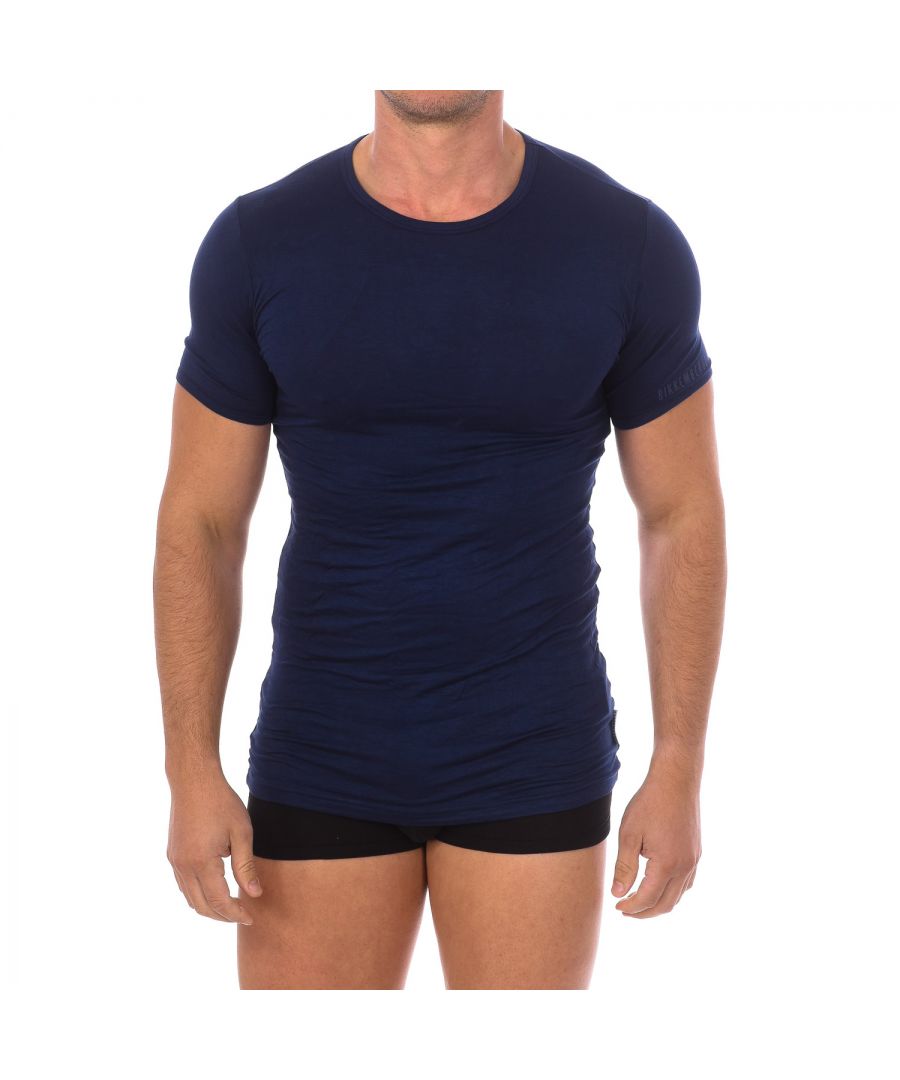 Bikkembergs Mens Fashion Bamboo short sleeve T-shirt BKK1UTS03SI man - Blue Viscose - Size Large