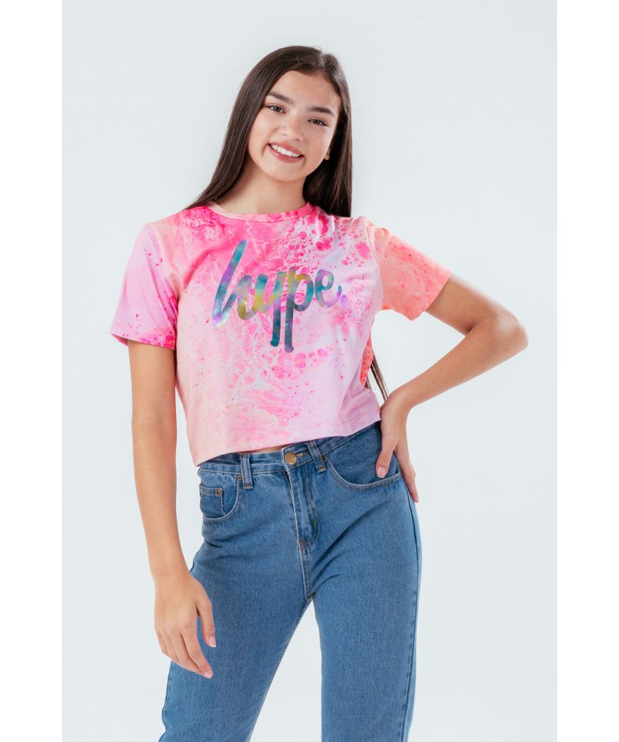Image for Hype Apricot Marble Kids Crop T-Shirt