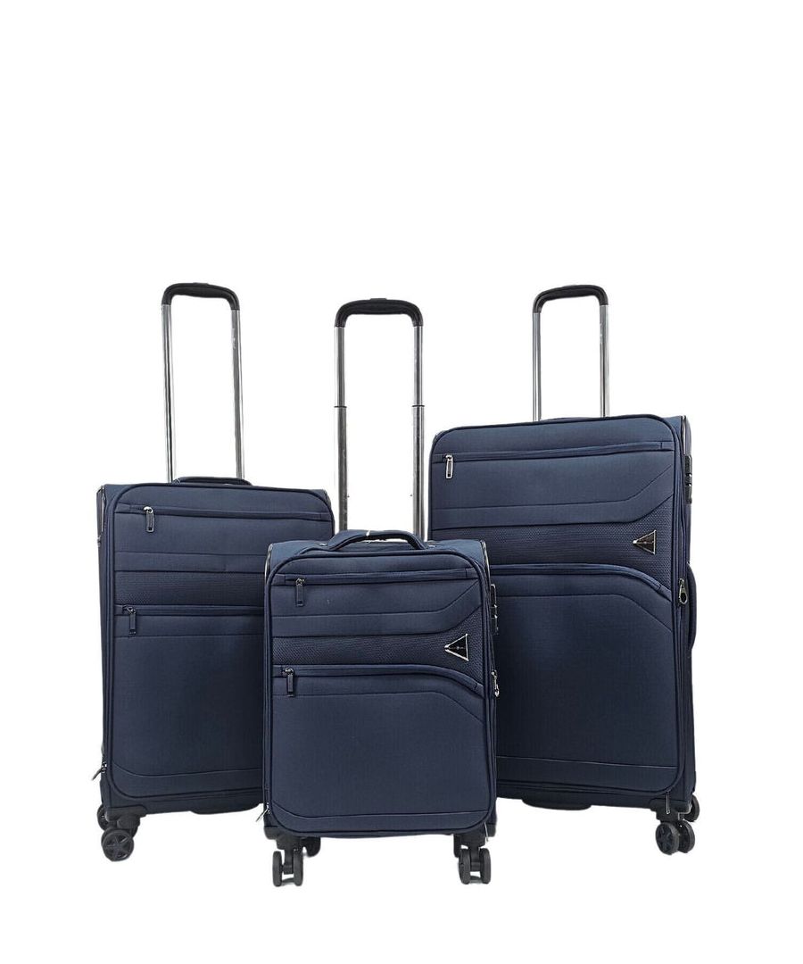Infinity Leather Unisex Lightweight Navy 8 Wheel Travel Luggage Suitcases Nylon - Size Medium
