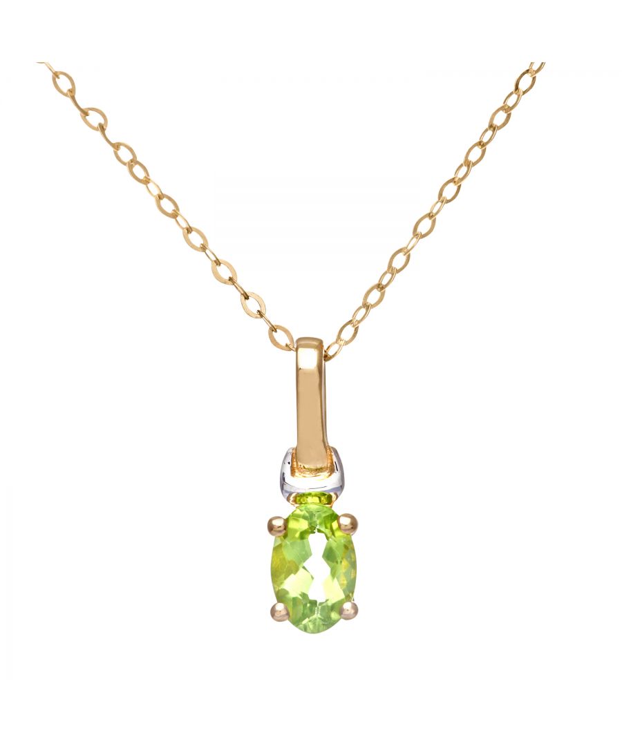 Image for 9ct Yellow and White Gold Ladies Peridot Birth Stone Pendant + 16