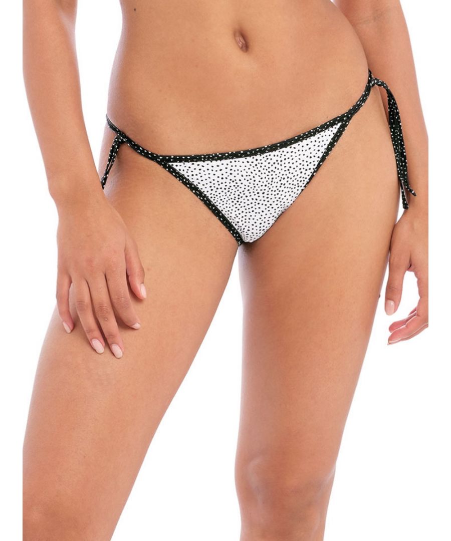 Freya Womens Gemini Palm Reversible Bikini Brief Monochrome - White Nylon - Size Large